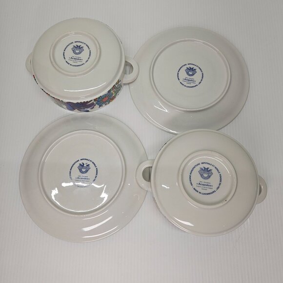 2 Villeroy & Boch Acapulco Flat Cream Soup & Saucer Set Wide Border Milano Shape - Picture 4 of 7